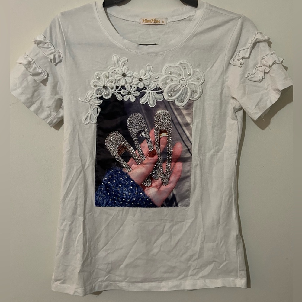 White Floral Short Sleeve Tee